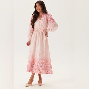 Ever New Courtney Placed Floral Long Sleeve Dress in Pink 6